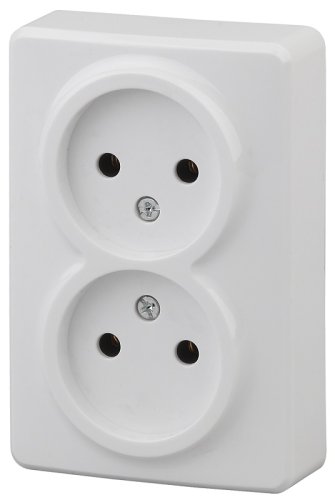 Розетка без заземления накладная Эра Эксперт 2-м. белый картинка